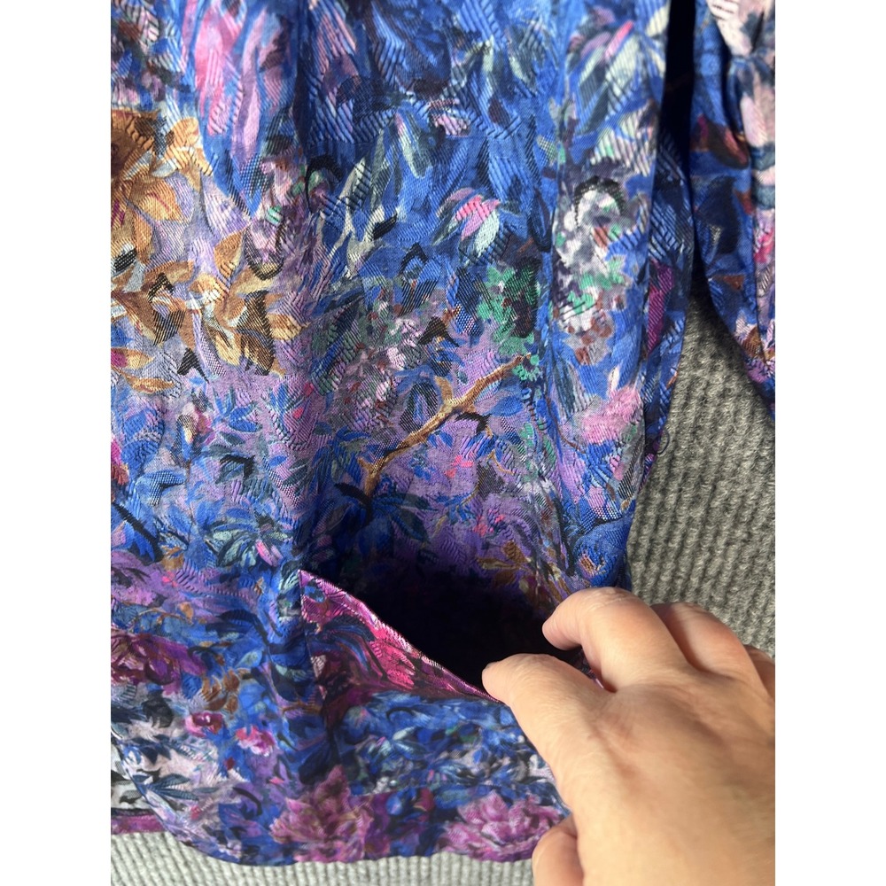 90s Whimsigoth Dark Romantic Floral Jacquard Blazer Jacket USA Made M - Picture 6 of 11